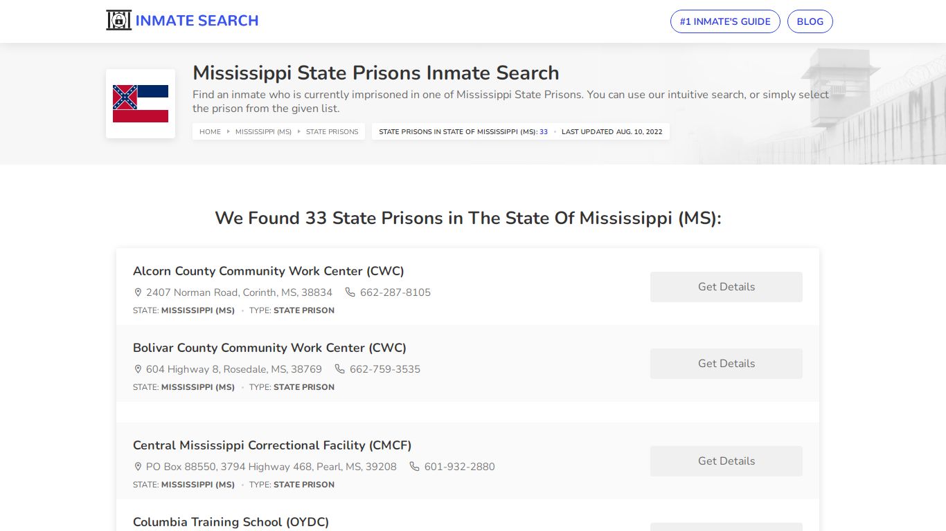 Mississippi State Prisons Inmate Search